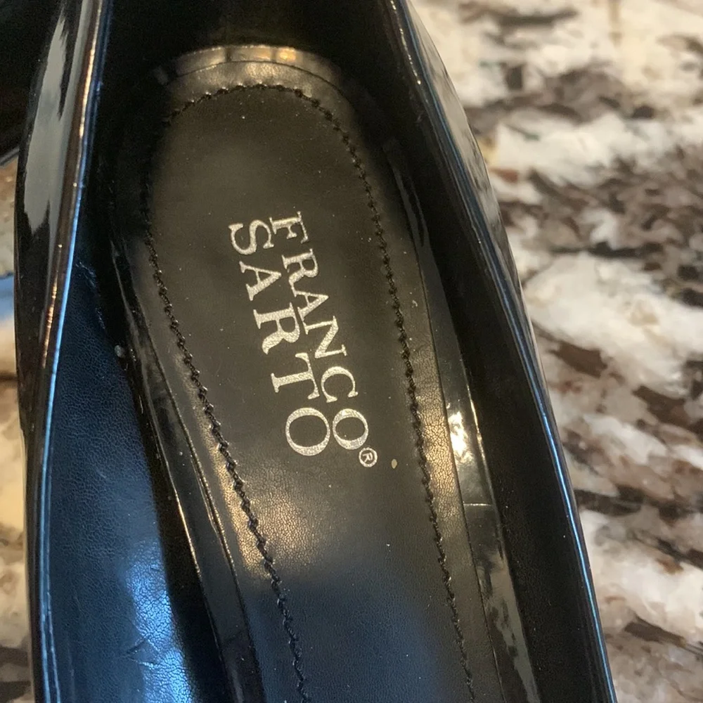 Franco Sarto cork wedge patent leather open toes. Brand new‎ .Retail 89